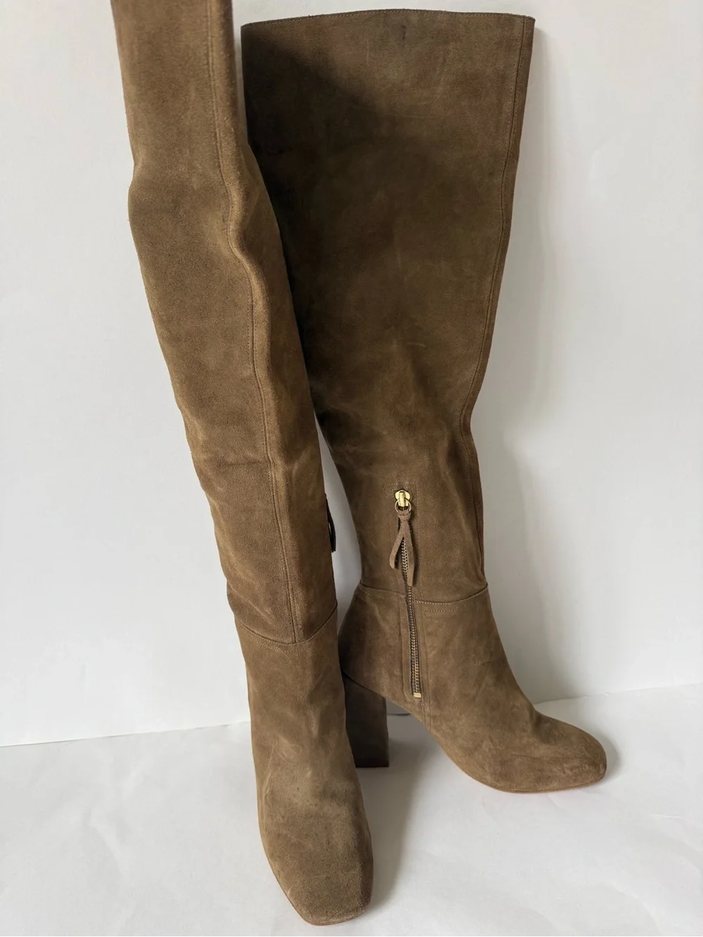 Free People Liberty Brown Suede Over-the-Knee Heeled Boots - Women